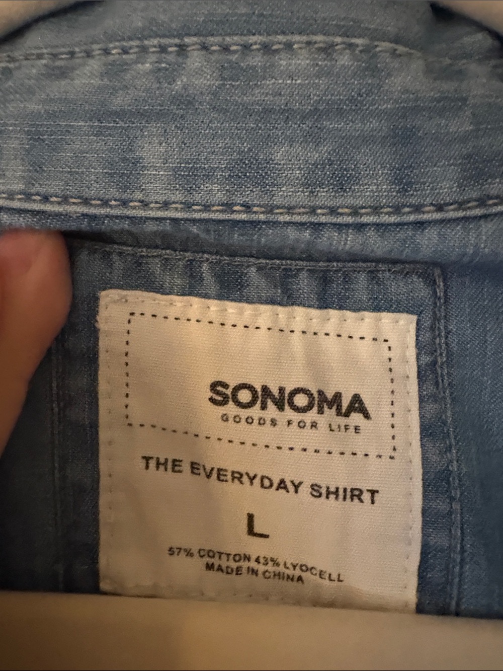 Sonoma Light Blue Denim Button-Down Shirt - Picture 4 of 13